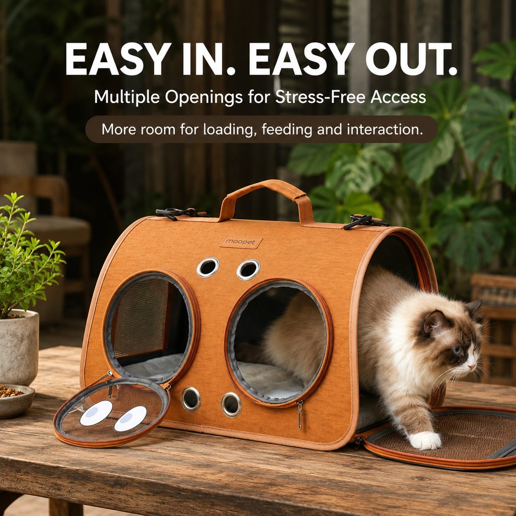 Dotisk Breathable Cat Travel Carrier for Road Trips & Vet Visits - Structured Foldable Soft-Sided Pet Bag