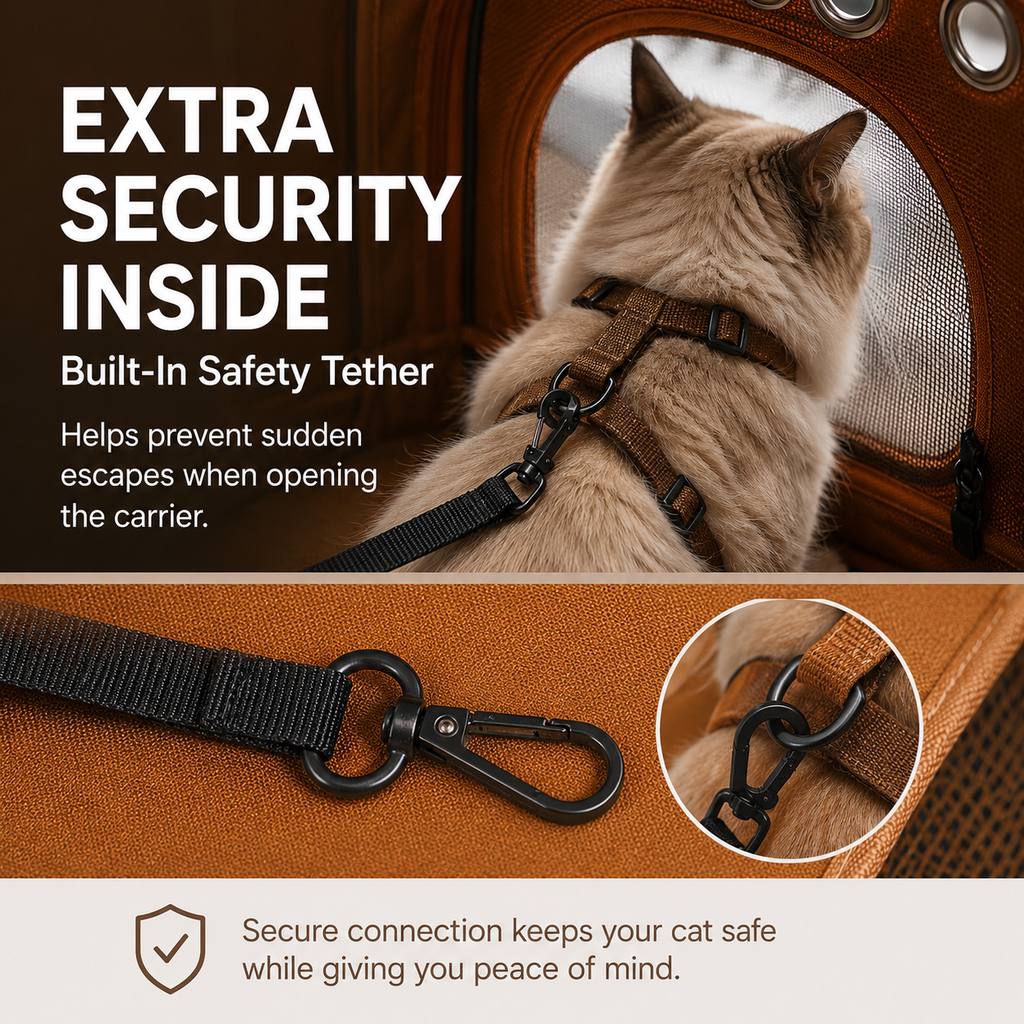 Dotisk Breathable Cat Travel Carrier for Road Trips & Vet Visits - Structured Foldable Soft-Sided Pet Bag