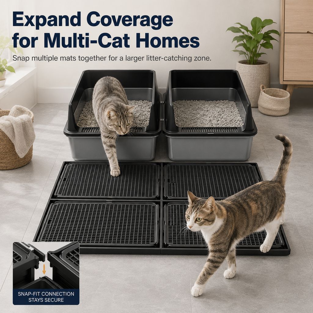 Dotisk Modular Cat Litter Mat for Litter Box Exits - Double-Layer Litter Trap for Cleaner Floors