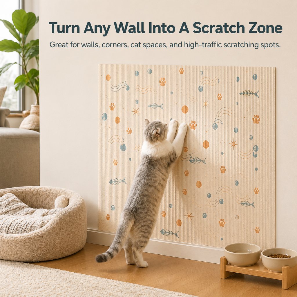 Dotisk Self-Adhesive Cat Scratch Mat for Wall & Furniture Protection – Cuttable Cat Scratching Pad for Sofa, Door, Bedside & Home Surfaces
