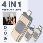 Multi-Device Flash Drive with 4 Connector Types – USB-A, USB-C, Micro-USB & Lightning Port for iPhone, Android & Computer File Transfer