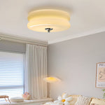 Round Flush Mount LED Fixture with 3 Color Temperatures Glass Metal 5 in Height for Bedroom Dining Room Kitchen Adjustable Kelvin Switch Mod