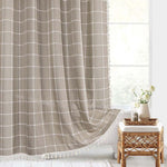 Water-Resistant Bath Curtain with Tassel Trim 71 x 79 Inches Gray Woven Linen Privacy Screen for Bohemian Bathrooms Country Style Decor Machine W