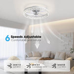Dimmable LED Ceiling Fan with Light 20 Inch Black Iron 6-Speed Reversible Blades 3 Color Temperatures for Bedroom Living Room Dining Room Ki