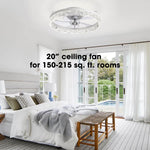 Dimmable LED Ceiling Fan with Light 20 Inch Black Iron 6-Speed Reversible Blades 3 Color Temperatures for Bedroom Living Room Dining Room Ki
