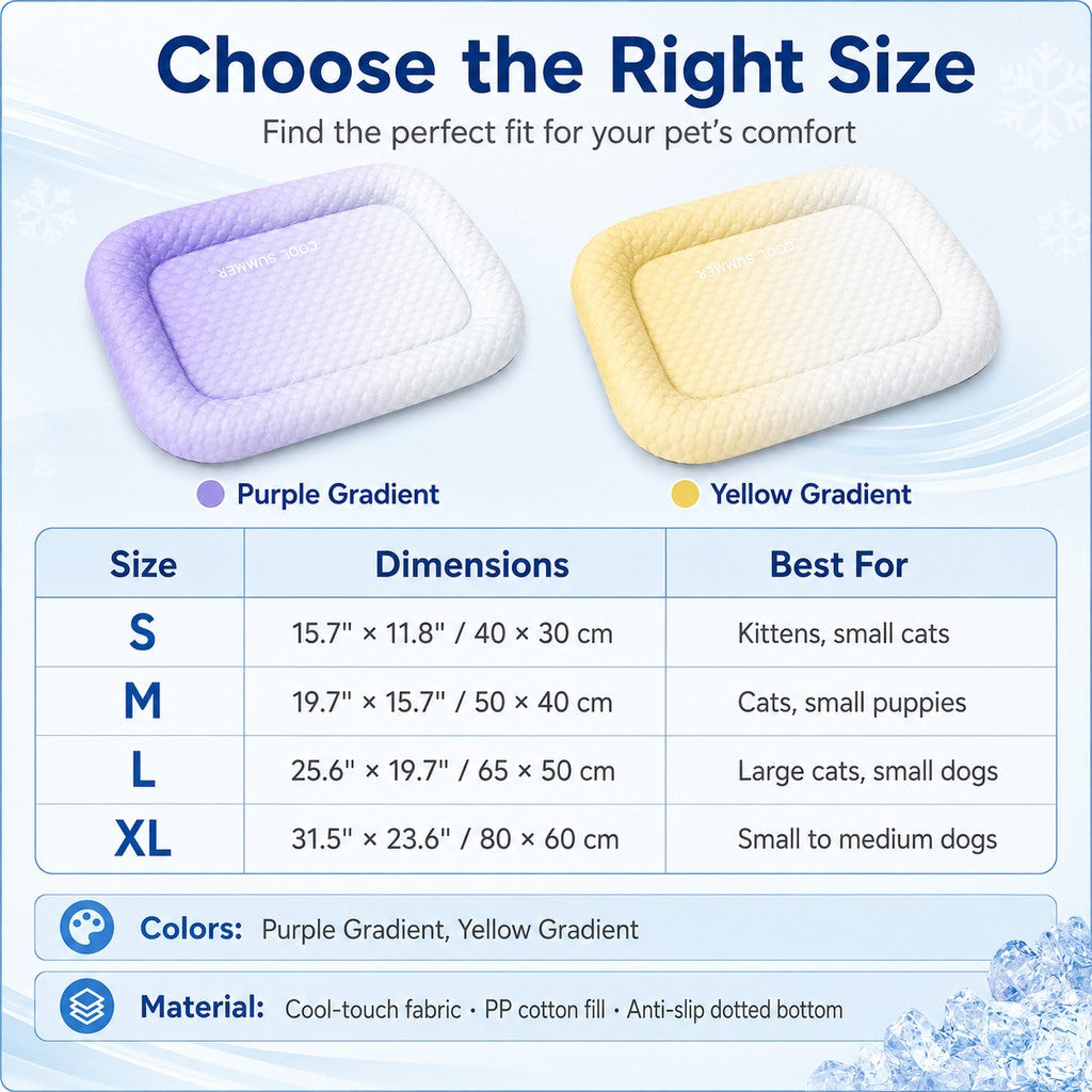 Dotisk Cool-Touch Gradient Pet Cooling Bed for Summer Naps - Breathable Bolster Rest Mat for Cats & Small Dogs