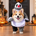 Dotisk Creepy Clown Dog Costume with Fake Arms - Halloween Trick-or-Treat Outfit for a Standout 3D Walking Look