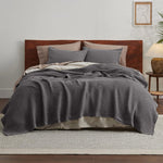 Pure Cotton Thermal Blanket – Queen 90×90 in – Textured Weave Layer for All Seasons – Lightweight & Breathable Throw for Bed or Sofa