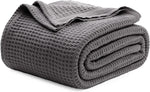 Pure Cotton Thermal Blanket – Queen 90×90 in – Textured Weave Layer for All Seasons – Lightweight & Breathable Throw for Bed or Sofa