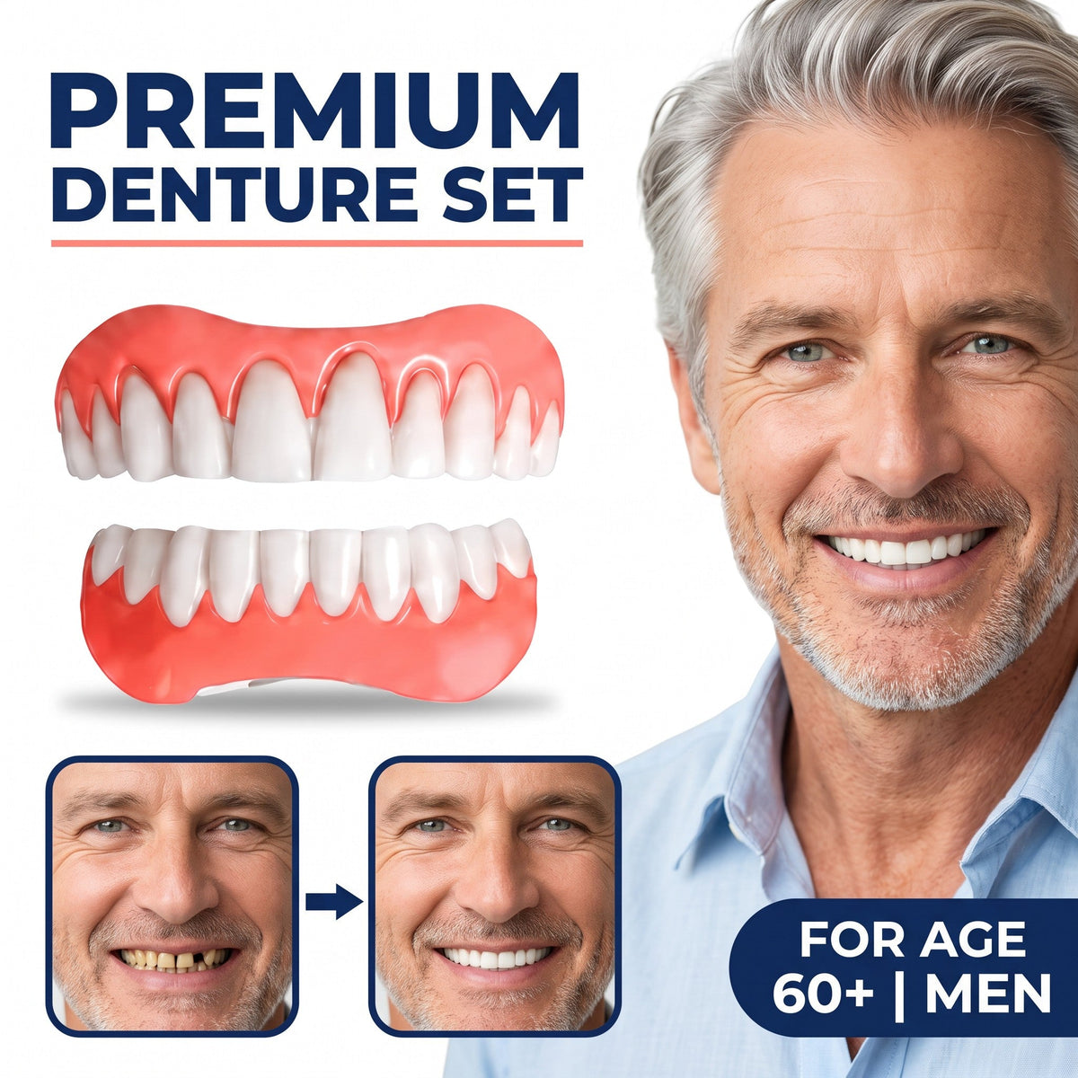 Premium denture set for age 60+, Men