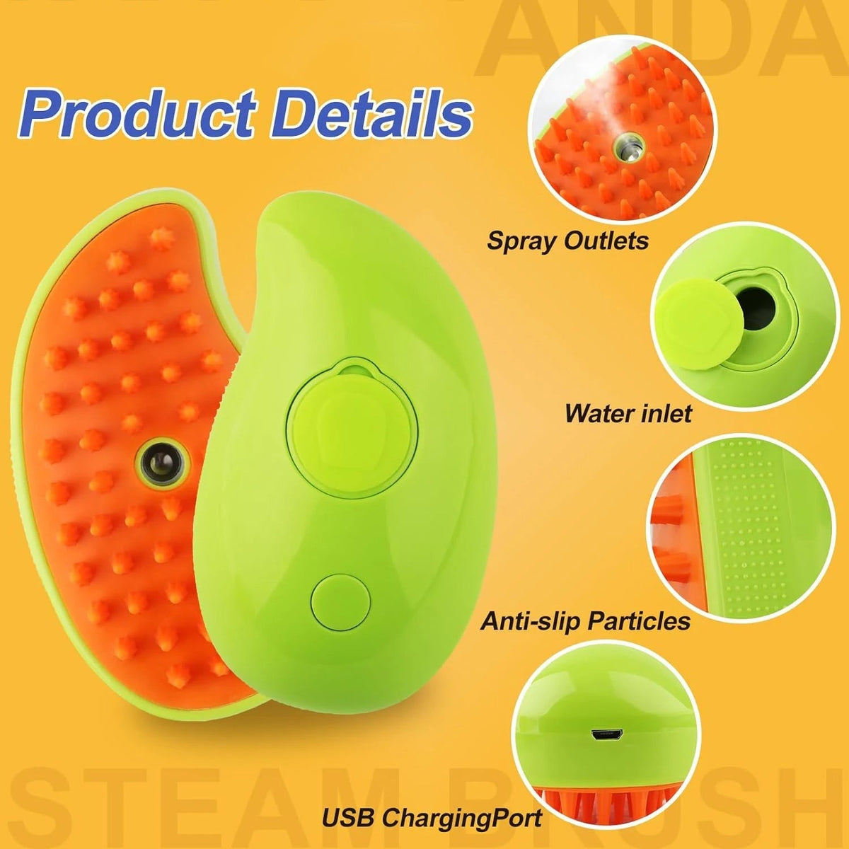 Hydrating Spray Pet Brush for Dogs & Cats with Detangling Mist Function for Long Fur Coat Care