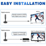 Indoor TV Antenna 4K UHD Digital Television Receiver VHF UHF Signal Booster Magnetic Mount 16 ft Cable Free Channels HDTV Broadcast