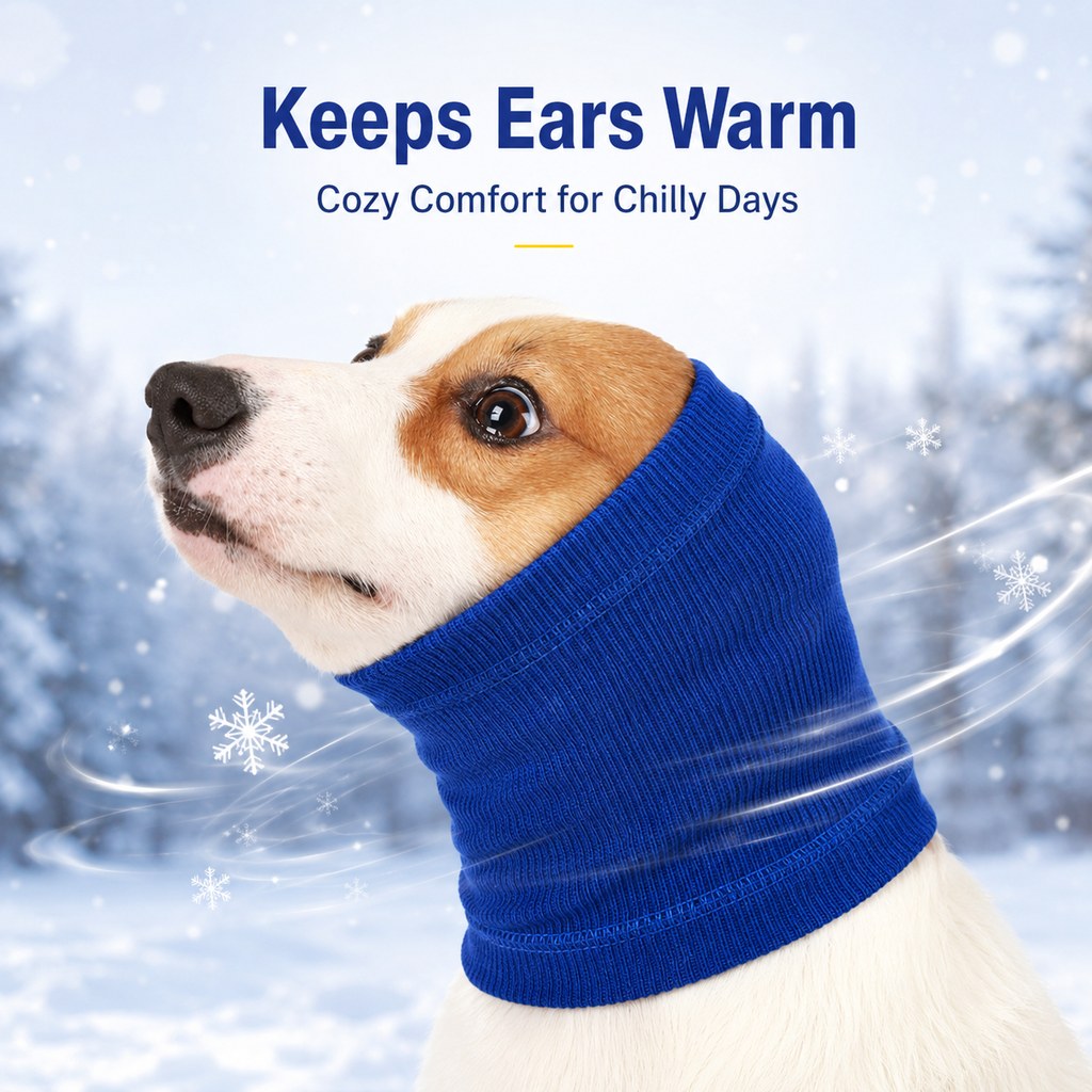 Dotisk Dog Calming Head Wrap for Thunder, Fireworks & Cold Walks - Soft Ear Coverage for Stressful Moments