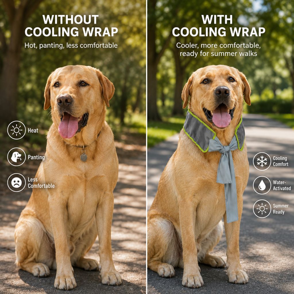 Dotisk Dog Cooling Neck Wrap for Summer Walks, Hiking & Beach Days – Water-Activated Cooling Collar Scarf for Hot Weather Comfort