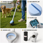 Dotisk Dog Pooper Scooper for Walks & Yard Cleanup - Bag-Lined Claw with 3 Handle Lengths for Less-Contact Pickup