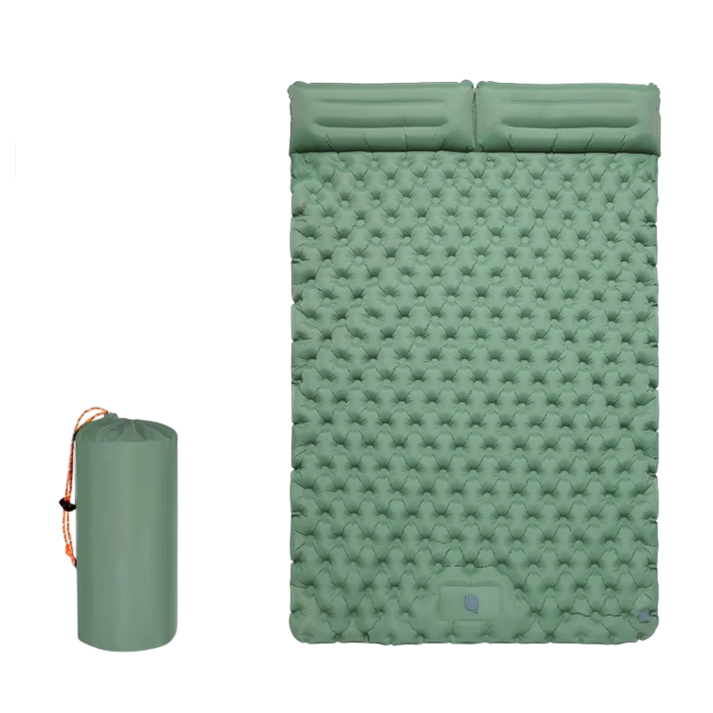 Self-Inflating Double Sleep Pad with Integrated Foot Pump for Two – Insulated Water-Resistant TPU Camping Mat for Backpacking, Tent Camping &