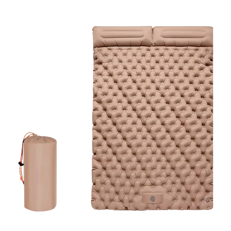 Self-Inflating Double Sleep Pad with Integrated Foot Pump for Two – Insulated Water-Resistant TPU Camping Mat for Backpacking, Tent Camping &
