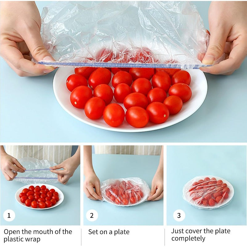 Fresh Food Storage Bags – Stretchable Plastic Bowl Wraps