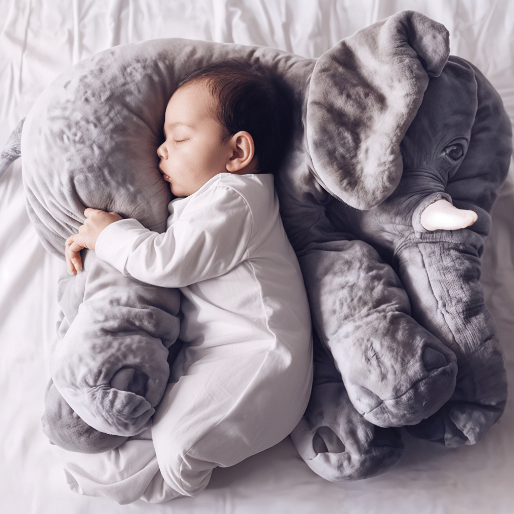 Stuffed Elephant Cuddle Buddy 15.7 Inch Nursery Pillow Kids Bedroom Decor Squishy Animal Companion for Toddlers Babies Crib Nap Time Soft Hu