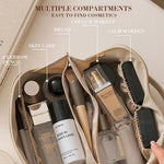 Travel Makeup Organizer Bag with Multiple Compartments for Toiletries & Cosmetics – Compact Storage Pouch for Women