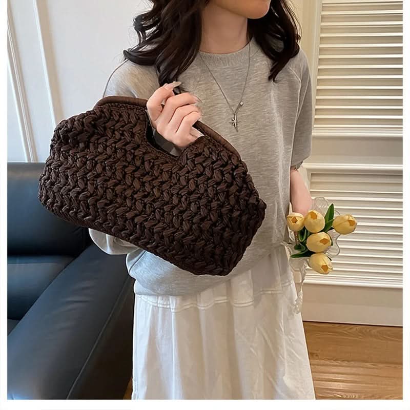 LUXEWEAVE – Woven Raffia Shoulder Handbag