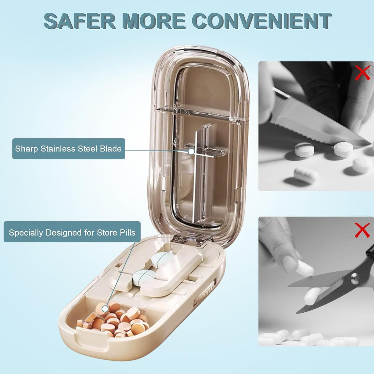 Compact Medication Cutter with Easy Adjust
