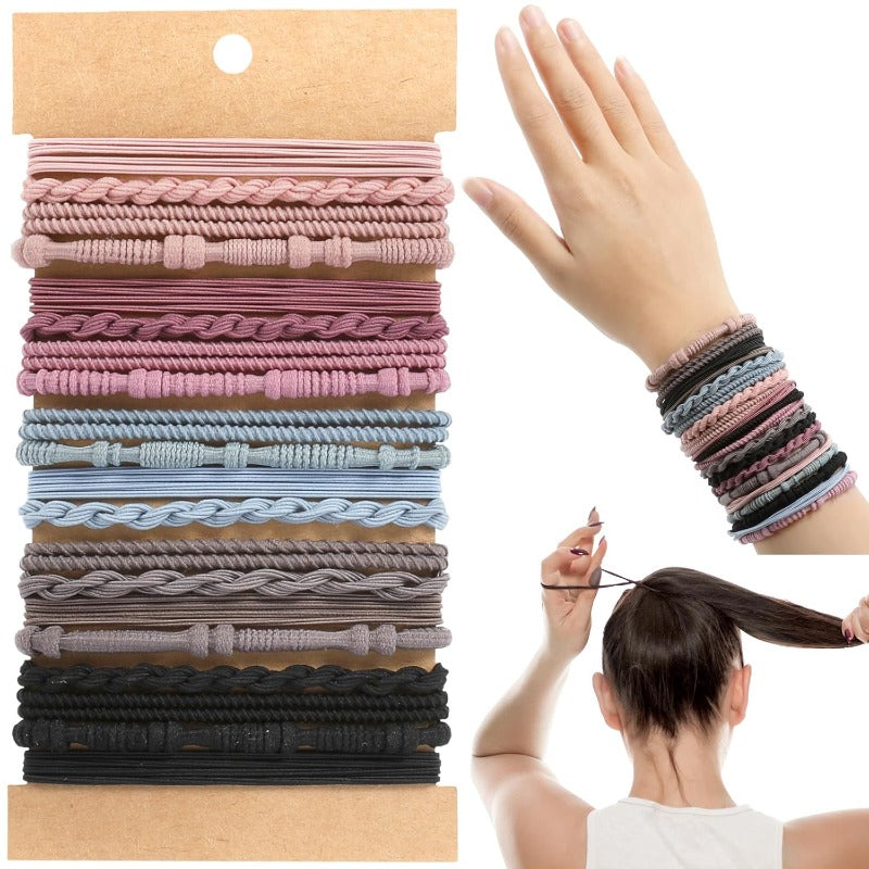 Natural Beaded Hair Tie Set