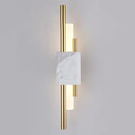 Modern Linear Wall Sconce with Marble Accents – Metal Construction, Warm LED Lighting for Bedroom & Living Room
