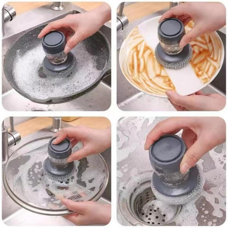 Powerful Kitchen Scrubber with Soap Dispenser