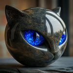Glossy Resin Feline Figurine with Mesmerizing Gaze – Decorative Cat Statue for Desk, Shelf & Living Room Display – Modern Animal Sculpture