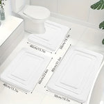 Memory Foam Bath Mat Set 3-Piece Non-Slip Absorbent Bathroom Rugs with U-Shape Toilet Mat Plush Microfiber Surface Contour Mats for Shower