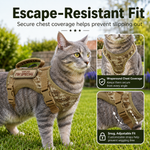 Dotisk Tactical Cat Harness with Leash for Outdoor Walks, Adjustable Escape-Resistant Vest for Cats