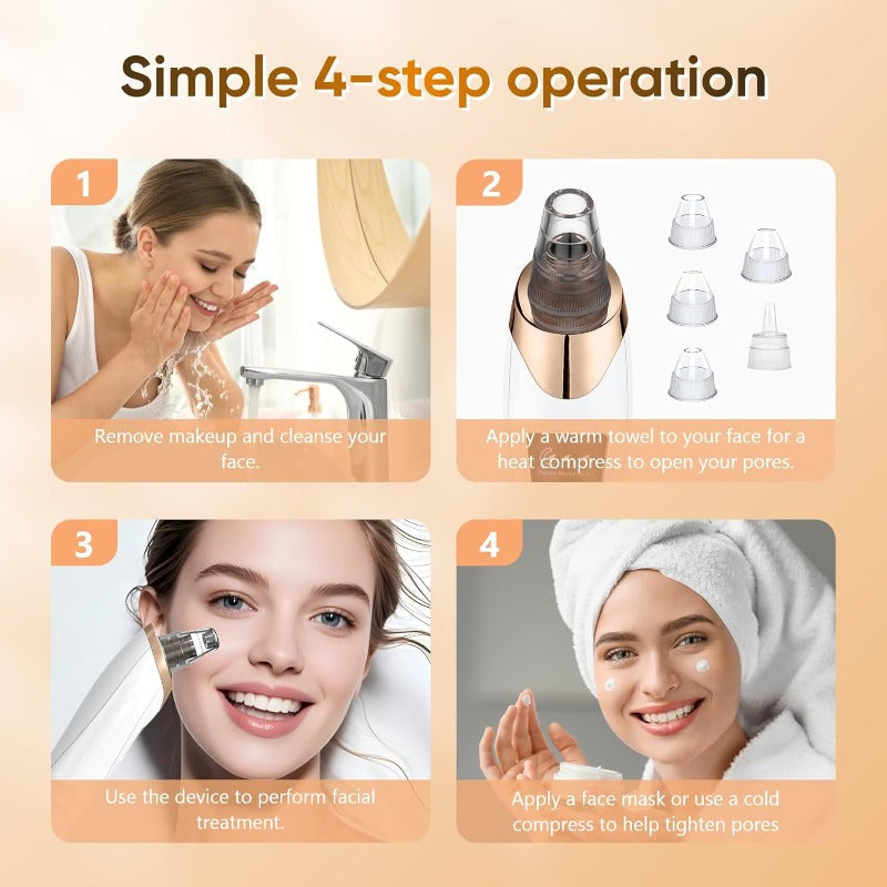 Portable Blackhead Cleaner with LED Display & Removal Tool