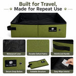 Dotisk Portable Foldable Cat Litter Box for Road Trips, Hotels & RV Travel - Reusable Water-Resistant Travel Cat Toilet to Stop Leaks & Save Space