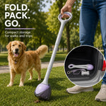 Dotisk Dog Pooper Scooper for Walks & Yard Cleanup - Bag-Lined Claw with 3 Handle Lengths for Less-Contact Pickup