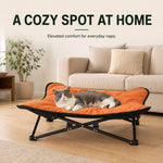 Dotisk Portable Folding Elevated Pet Bed for Dogs & Cats – Padded Raised Cot for Camping, Patio & Home, Keeps Pets Off Cold, Damp & Hard Ground