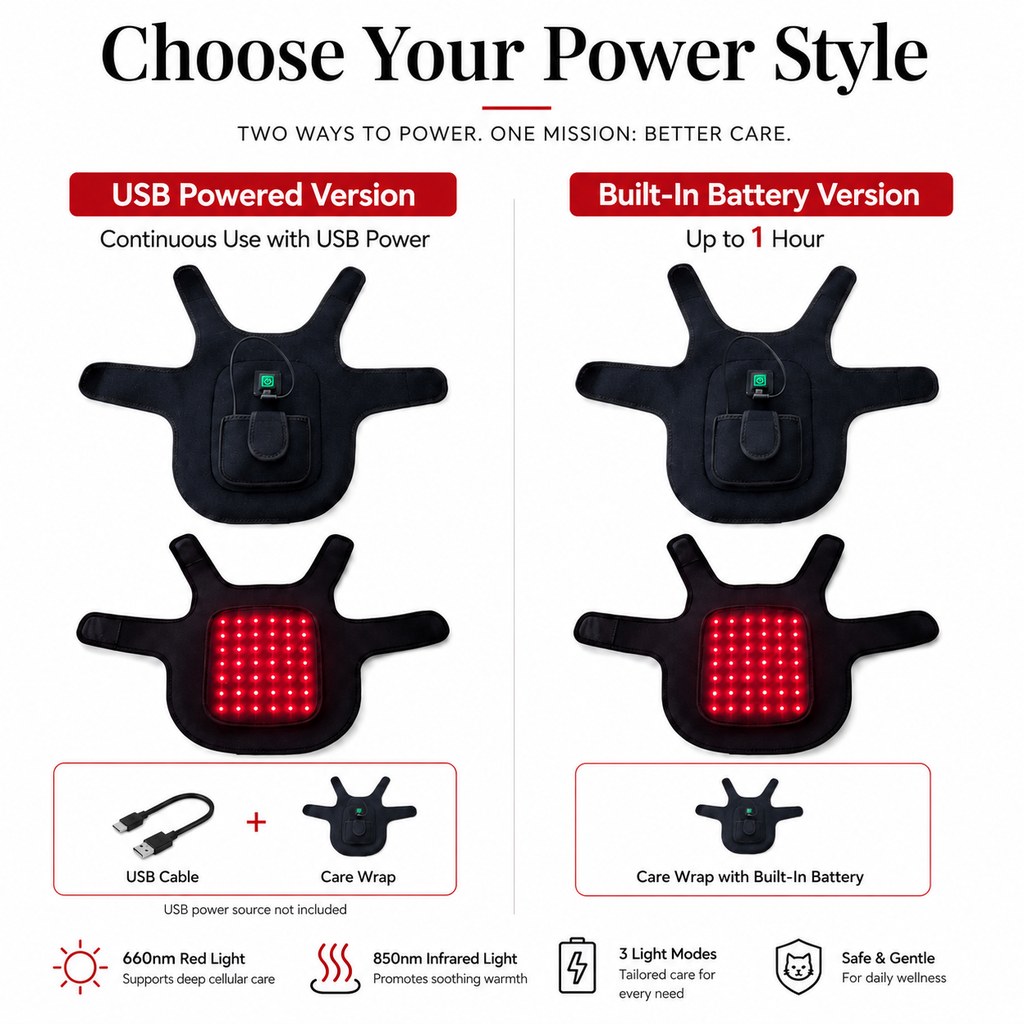 Dotisk FrenchieGlow Red Light Comfort Vest for French Bulldogs - USB-Powered or Built-In Battery At-Home Back, Belly & Hip Comfort After Walks