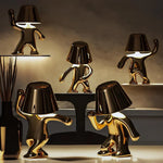 Rechargeable Figurine LED Lamp Gold 7.6 Inch Cordless Touch Control Nightstand Light 2700K Warm Glow Sculptural Accent for Bedroom Office Ho