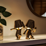 Rechargeable Figurine LED Lamp Gold 7.6 Inch Cordless Touch Control Nightstand Light 2700K Warm Glow Sculptural Accent for Bedroom Office Ho