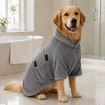 Dotisk Quick-Dry Microfiber Dog Bathrobe – Absorbent Drying Coat for Baths, Rain & Swimming to Help Reduce Wet-Dog Mess