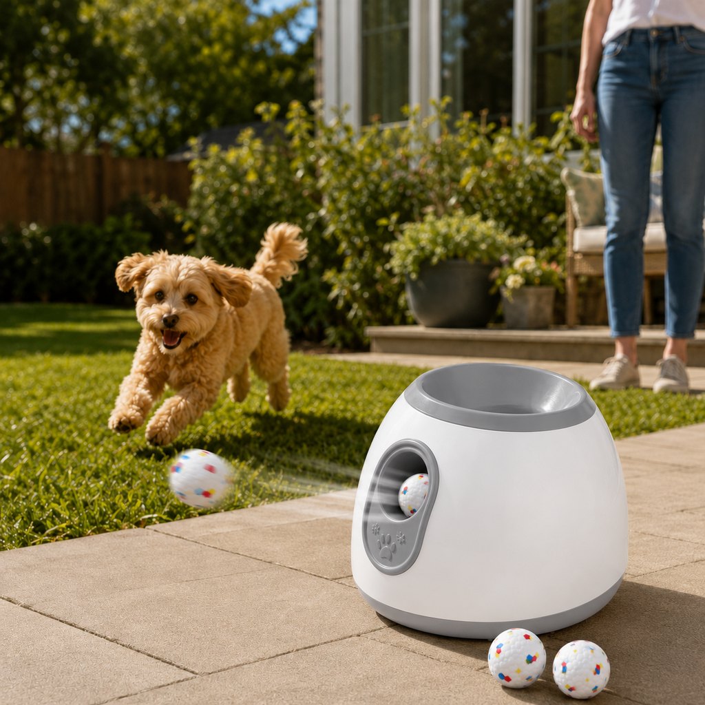 Dotisk Mini Automatic Dog Ball Launcher for Small Dogs - Less Manual Throwing for Indoor & Backyard Fetch