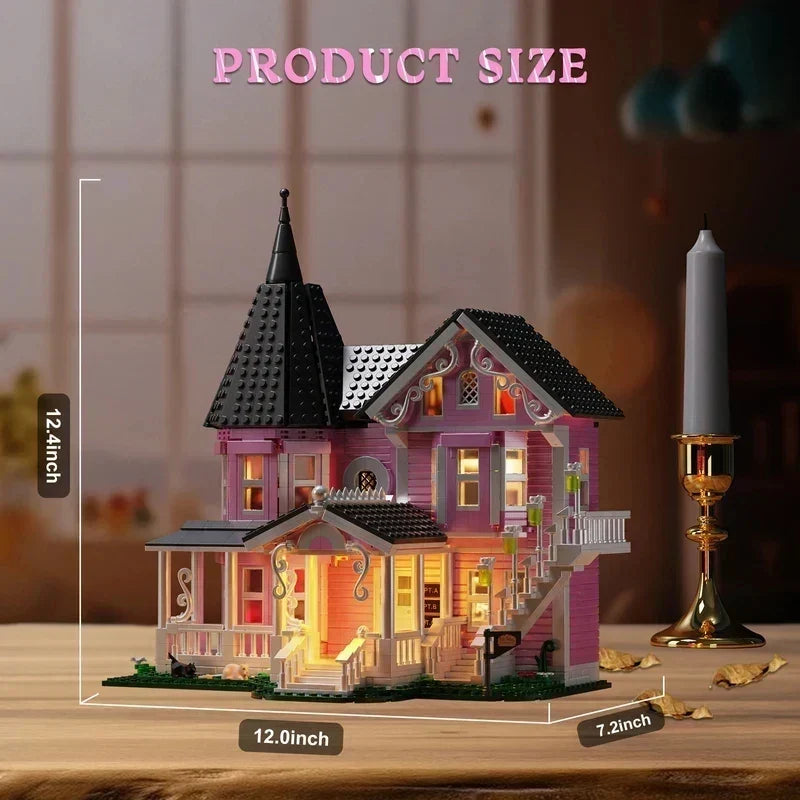 Halloween Building Block Set 1349 Piece, Block Building Set with LED Lights, Light Up Building Block Toy for Display
