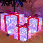 Holly Jolly Boxes™ - Set Of 3 Christmas Light Gift Boxes Decoration