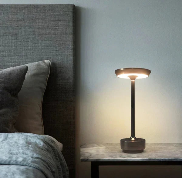 Rechargeable LED Table Lamp Touch Control 4 Brightness Levels Waterproof IP66 Metal Portable Battery Operated for Bedroom Living Room