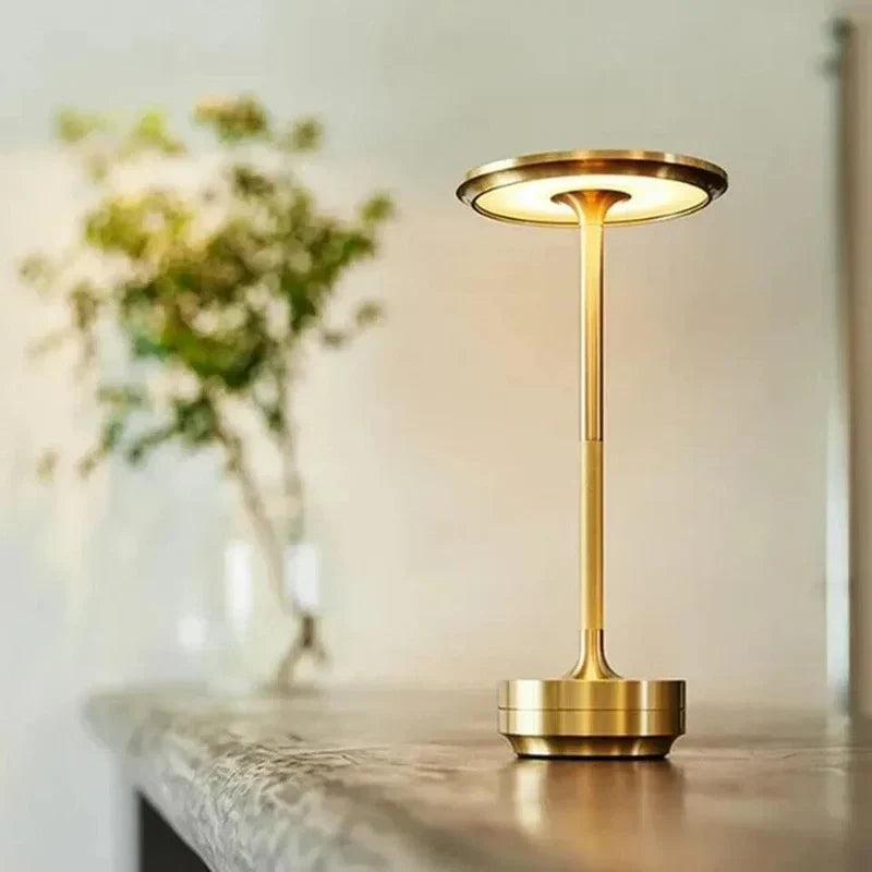 Rechargeable LED Table Lamp Touch Control 4 Brightness Levels Waterproof IP66 Metal Portable Battery Operated for Bedroom Living Room