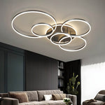 LED Ring Chandelier 45 in Aluminum Fixture Warm White Dimmable for Bedroom Living Room Dining Room Modern Flush Mount Multi-Ring Integrated