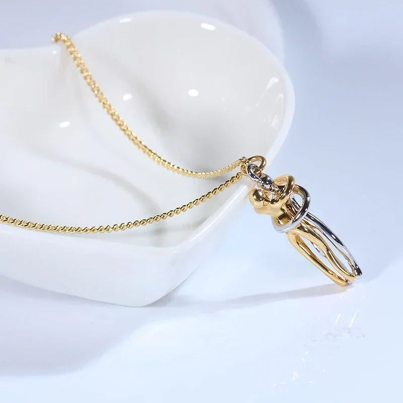 Embrace Necklace Pendant Couple Gift Adjustable Chain Stainless Steel Jewelry for Women Men Anniversary Valentine's Day