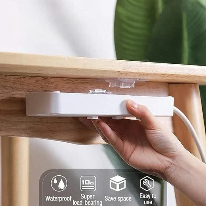 Clear Wall Mount Hooks 10-Pack Peel and Stick Organizers for Cable Management Router Power Strip Holder Home Office Décor