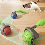 Self-Rolling Cat Ball with Feather Tail for Indoor Play – USB Rechargeable Obstacle-Sensing Pet Entertainment Toy