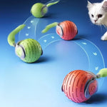 Self-Rolling Cat Ball with Feather Tail for Indoor Play – USB Rechargeable Obstacle-Sensing Pet Entertainment Toy